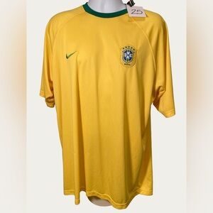 Nike Men's Brazil CBF Soccer Jersey - XXL Yellow and Green with Logo Patch